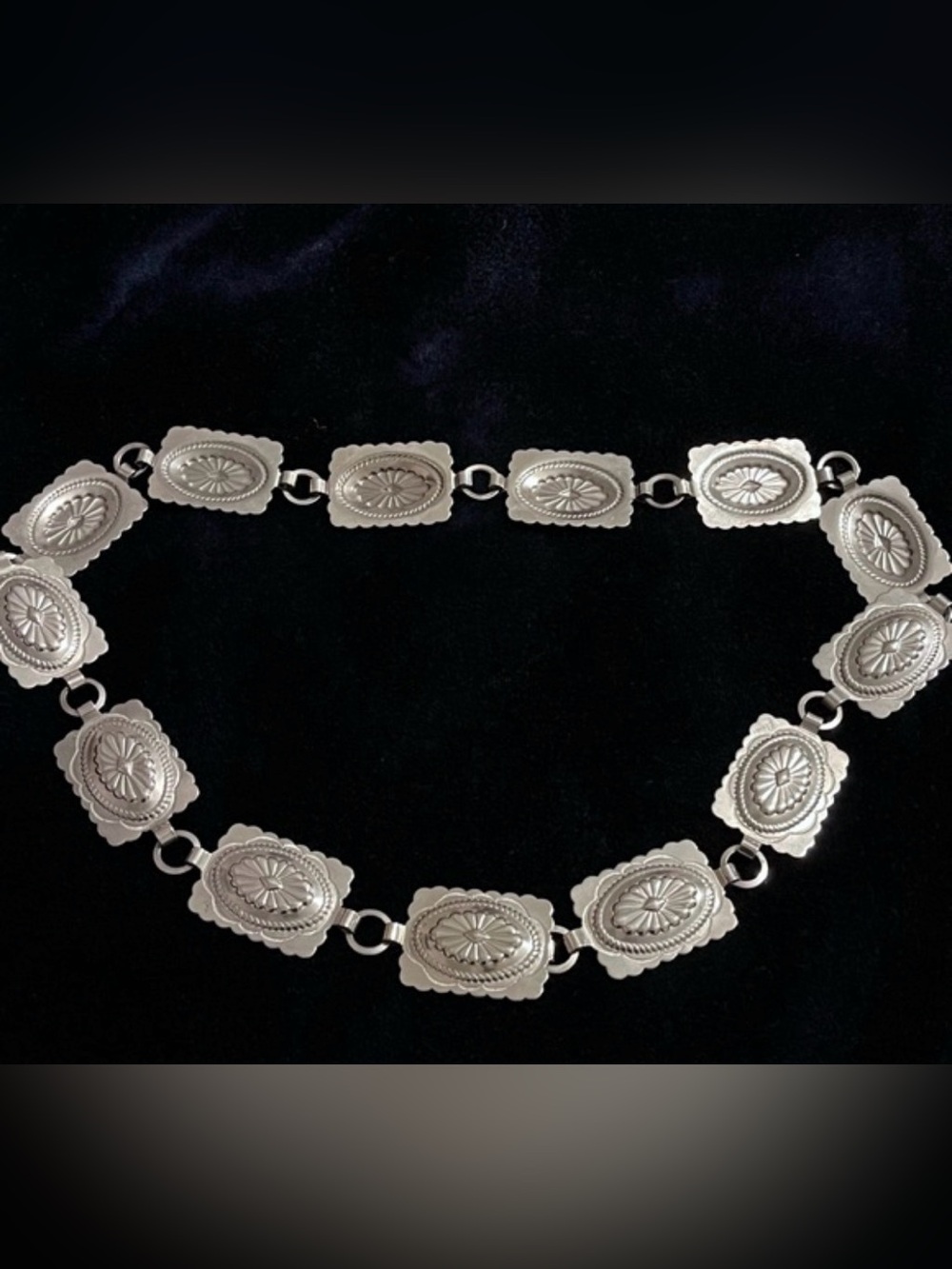 Stamped Silver Concho Belt  - Silver Tone vintage